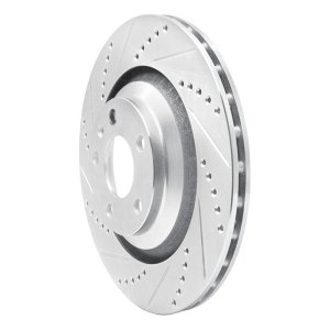 Audi A6 Quattro Brake Rotor (1) - Rear Left - R1 Concepts - Drilled & Slotted - Silver - `05-`11